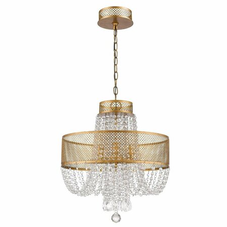 HOMEROOTS 20.5 x 18 x 18 in. Viola 4-Light Antique Gold Crystal Chandelier 398109